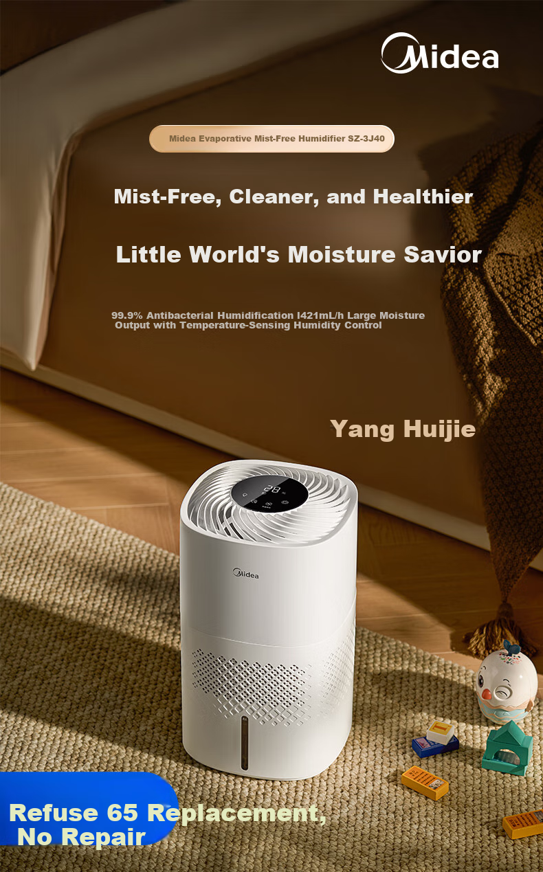 Midea [Cool Steam Silent] Air Mist Humidifier for Home, Bedroom, Pregnant Women, Infants And Toddlers, Quiet Antibacterial Desktop Small Portable Office Essential Birthday Gift SZ-3J40 1