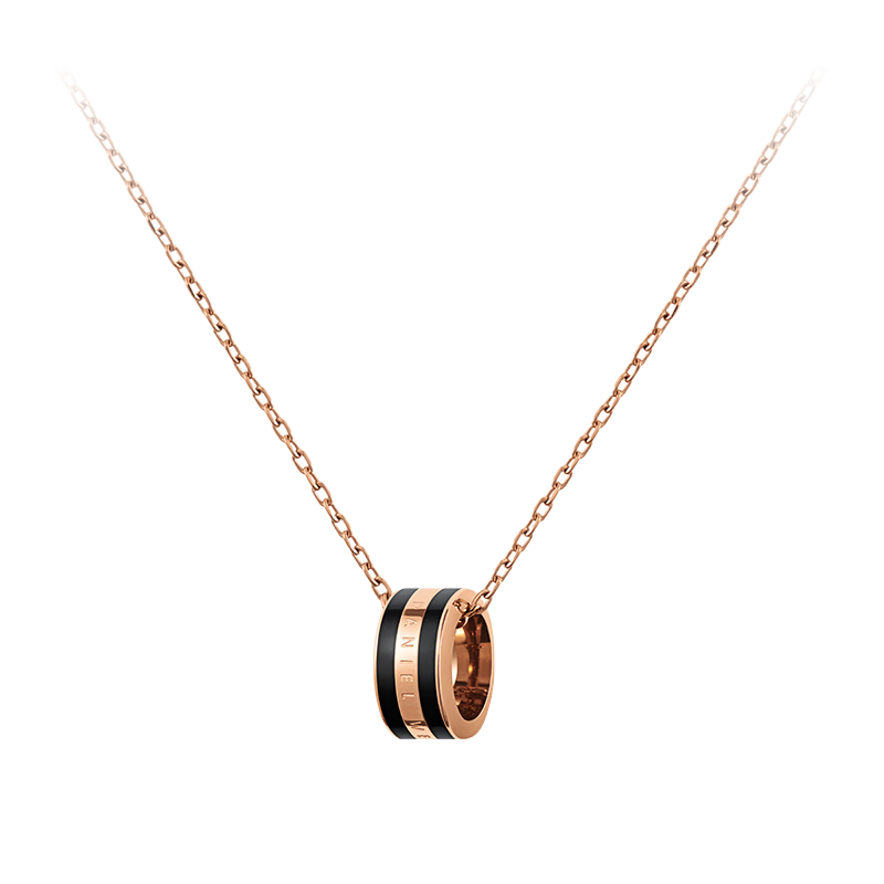 DanielWellington DW Necklace for Men, Shining Black Rose Gold Collarbone Chain Couple Style DW305 Birthday Gift for Me