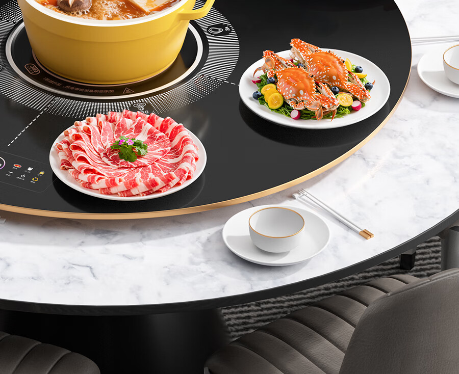 Triangle Warm Dish Board Food Warmer Heating Plate Household Multifunctional Dining Table Turntable Electric Heating Plate Heating Pad 60cm + Manual Turntable 11