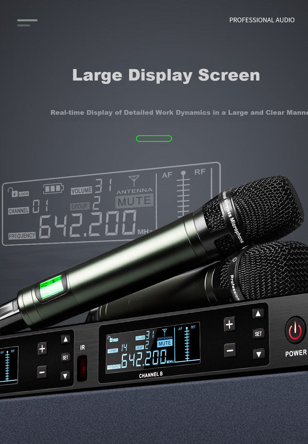 Depusheng DR80 Wireless Microphone System with Two Mics, Professional Stage Performance Singing Hosting Training Lecture Meeting Neck Gooseneck School Wedding Real Split Mic Long-Range U-Frequency Anti-Howling 6
