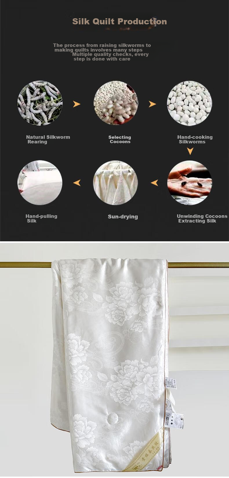 Yalu 100% Silk Comforter, Congsatin Jacquard Summer Quilt, Air Conditioning Thin Quilt Core, Summer Cool Quilt, Approximately 2.8 Jin (1.4 Kg), 200*230cm 8