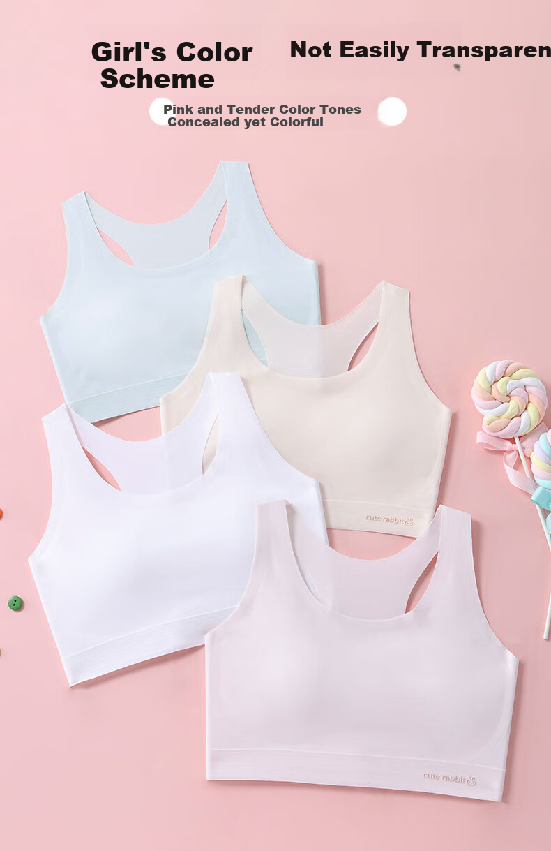 LangSha Seamless Girls' Underwear for Puberty Stage Two (Ages 10-14), Girls' Training Bra for Middle School And Elementary Students 10