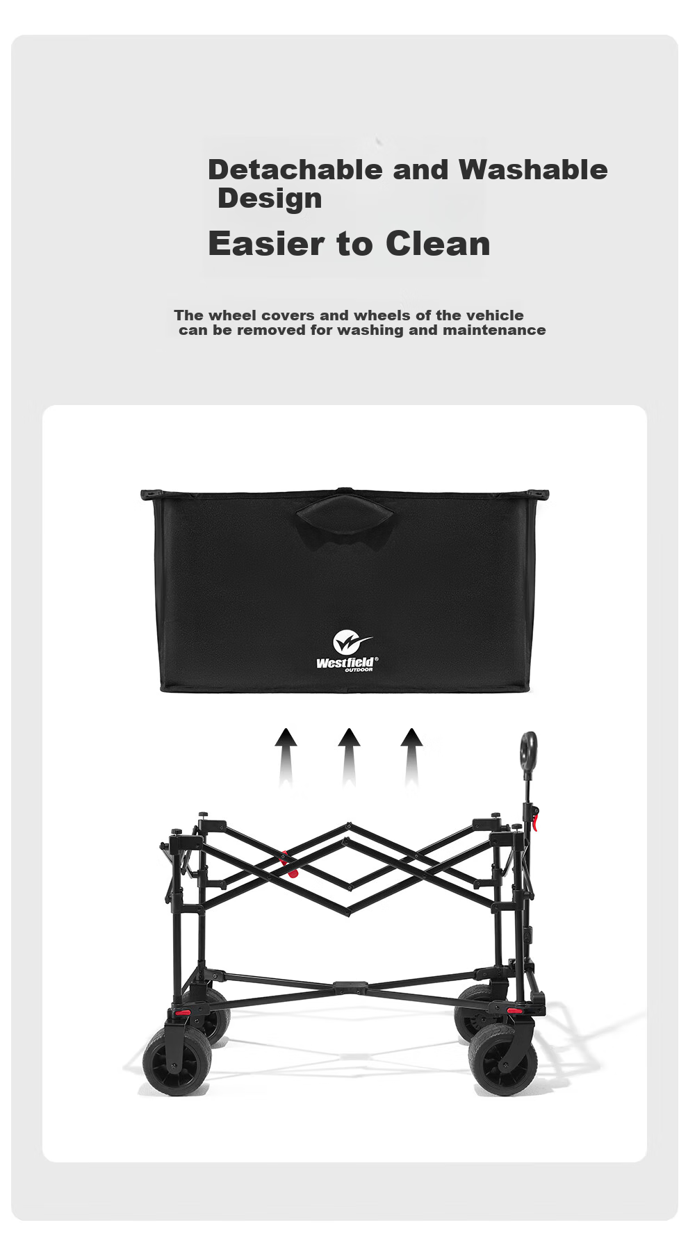 Westfieldoutdoor, My Flying Lingxiao Push-Up Heightened Folding Camping Cart, Outdoor Camping Cart, Stroller, Grocery Shopping Cart, Pet Cart, Picnic Trailer 5