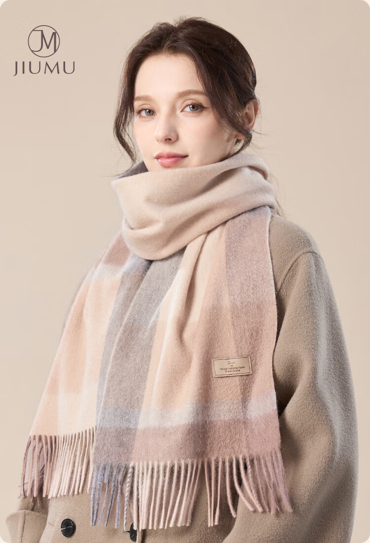 JIUMU 100% Cashmere Scarf Women Autumn Winter Shawl Warm Neck Warmer Female New Year Birthday Gift Box Set 1