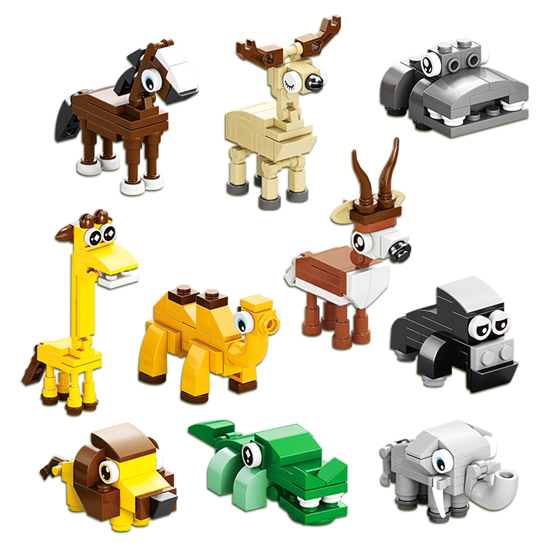 Baili Frost Cute Beast 10-in-1 Building Blocks Toy Small Particle Building Blocks Decorative Ornament Birthday Small Gift Present