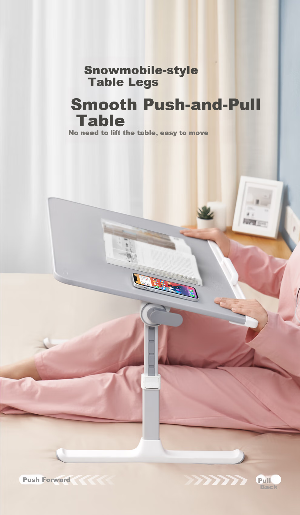 Saijing K7 Bed Desk Computer Table, Adjustable Height Foldable Bay Window Dorm Study Office Small Desk 1
