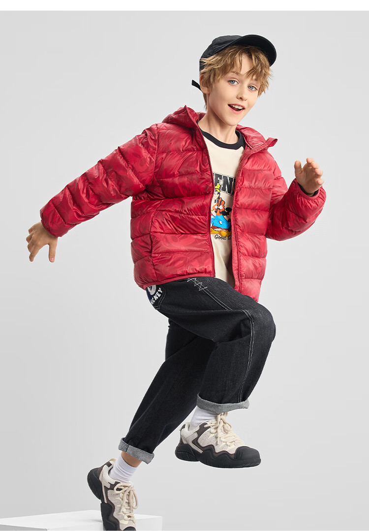 Disney Kids Lightweight Down Jacket 2025 New Autumn Winter Boys Girls Hooded Warm Sports Coat 9
