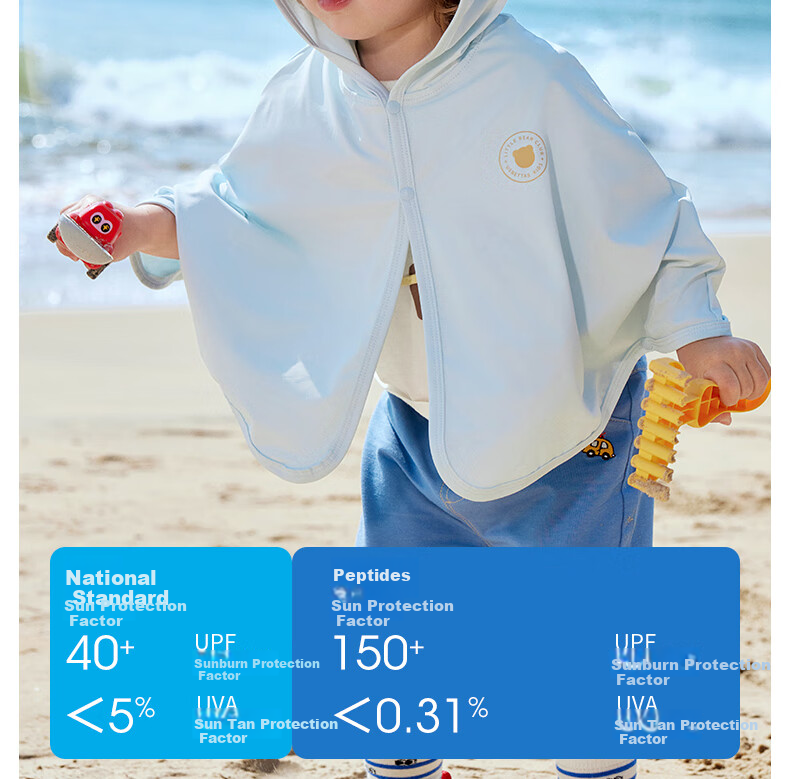 Beitaisi Children's Sun Protection Clothing, Breathable New Summer Thin Style, Baby Ice Silk Sun Protection Garment, Boys And Girls Shawl Cape 10