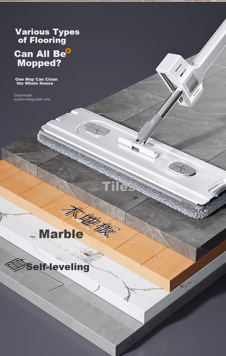 Xiangjiamei Flat Mop, 42cm, 2 Fabric Chenille, Household All-In Cleaning, 2026 New Model, Lazy Person's Absorbent No-Hand Flat Mop 13