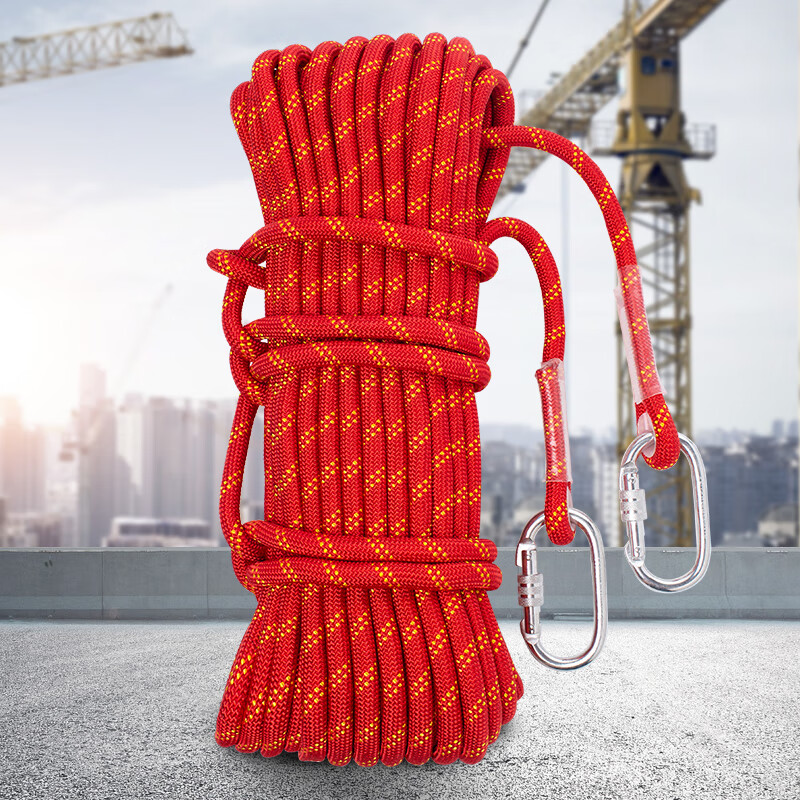 Kanle High-Altitude Work Safety Rope Outdoor Air Conditioner Installation National Standard Certified Insurance Rope with Hook [Express Delivery] 12mm 50m