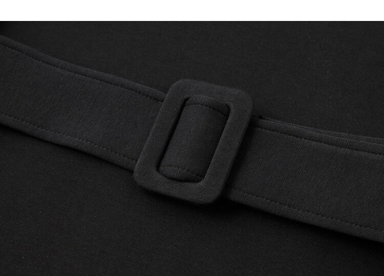 Demana [Comfort Elastic 280G Air Layer] Spring and Autumn Simple Stand Collar Loose Belted Petite Elegant Sweatshirt Top 2