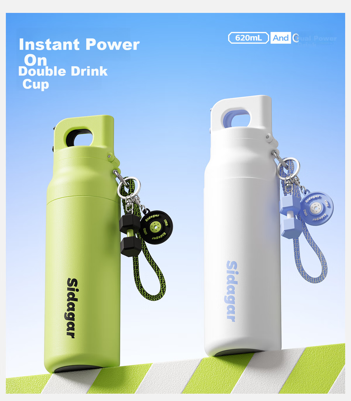 Shidajia Insulated Cup, Keeps Hot Or Cold, Outdoor Sports, Quick-Open Lid, Portable Large Capacity Water Bottle, Stylish Stainless Steel Dual-Use Cup 1