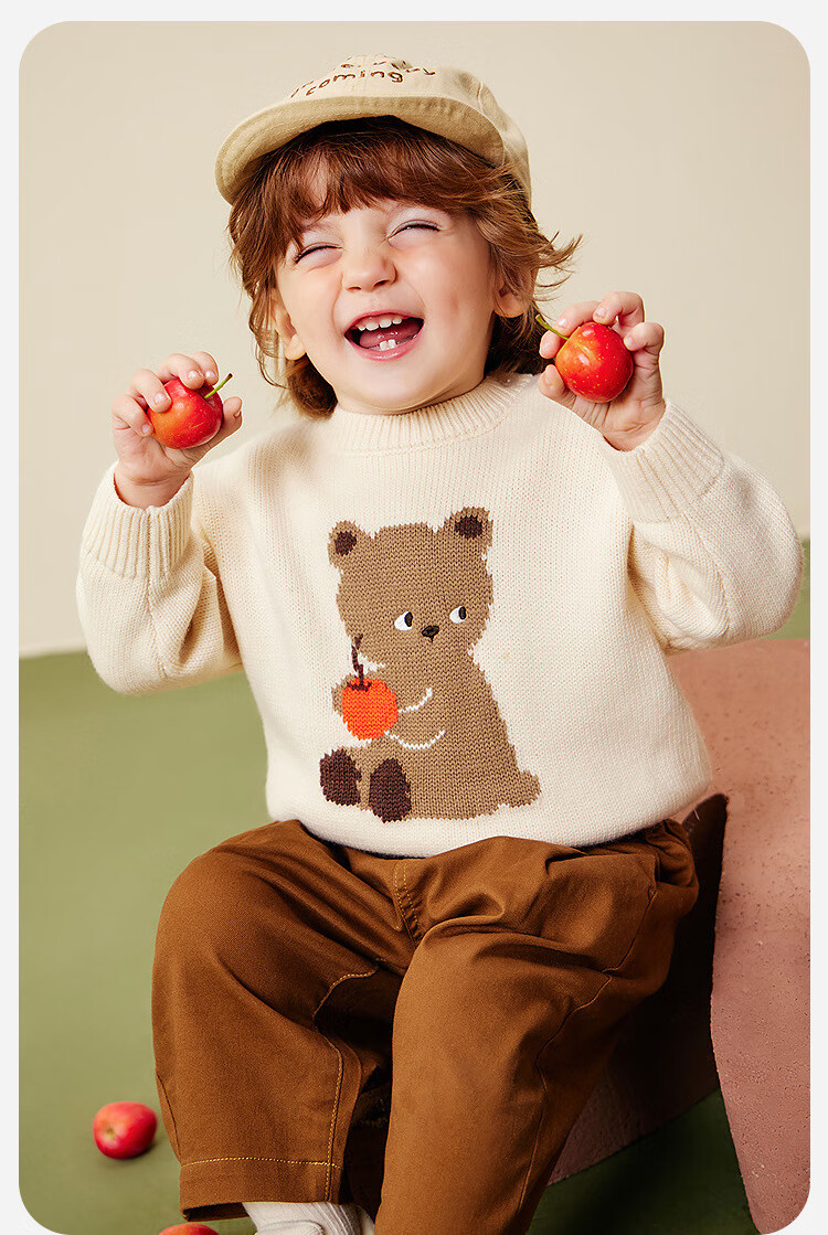 Minibala Bala Children's Baby Sweater Soft Skin-Friendly Non-Deforming Red Christmas Sweater [Artist Collaboration] 1
