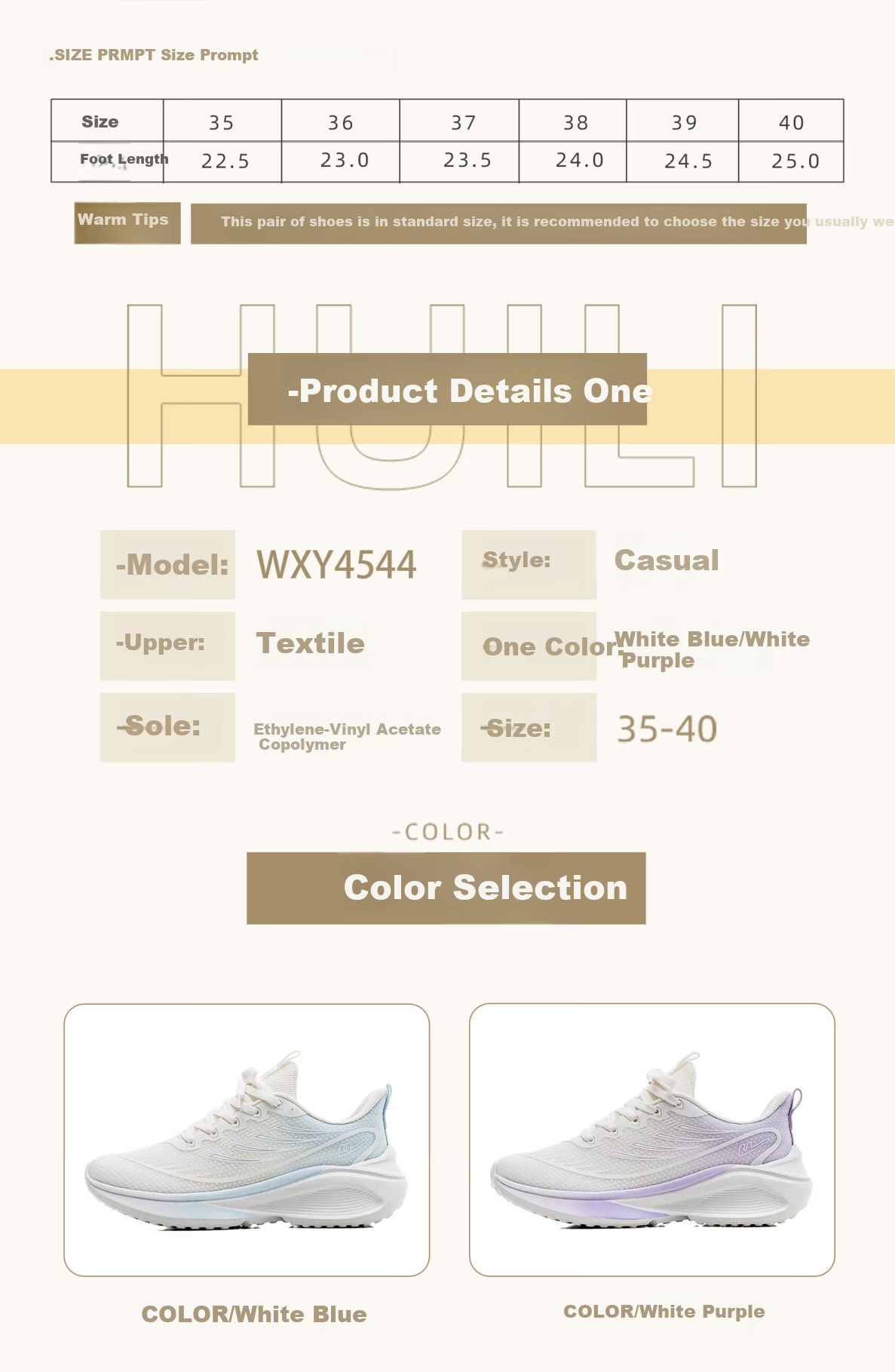 Huili Women's Mesh Sneakers, Thick-Soled Versatile Casual Shoes, Women's Running Shoes WXY4544, White And Purple, Size 38 1