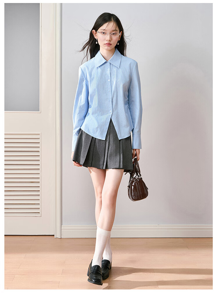 Miss Bird Blue Long Sleeve Office Shirt Women's Slim Fit Breathable Work Blouse 16
