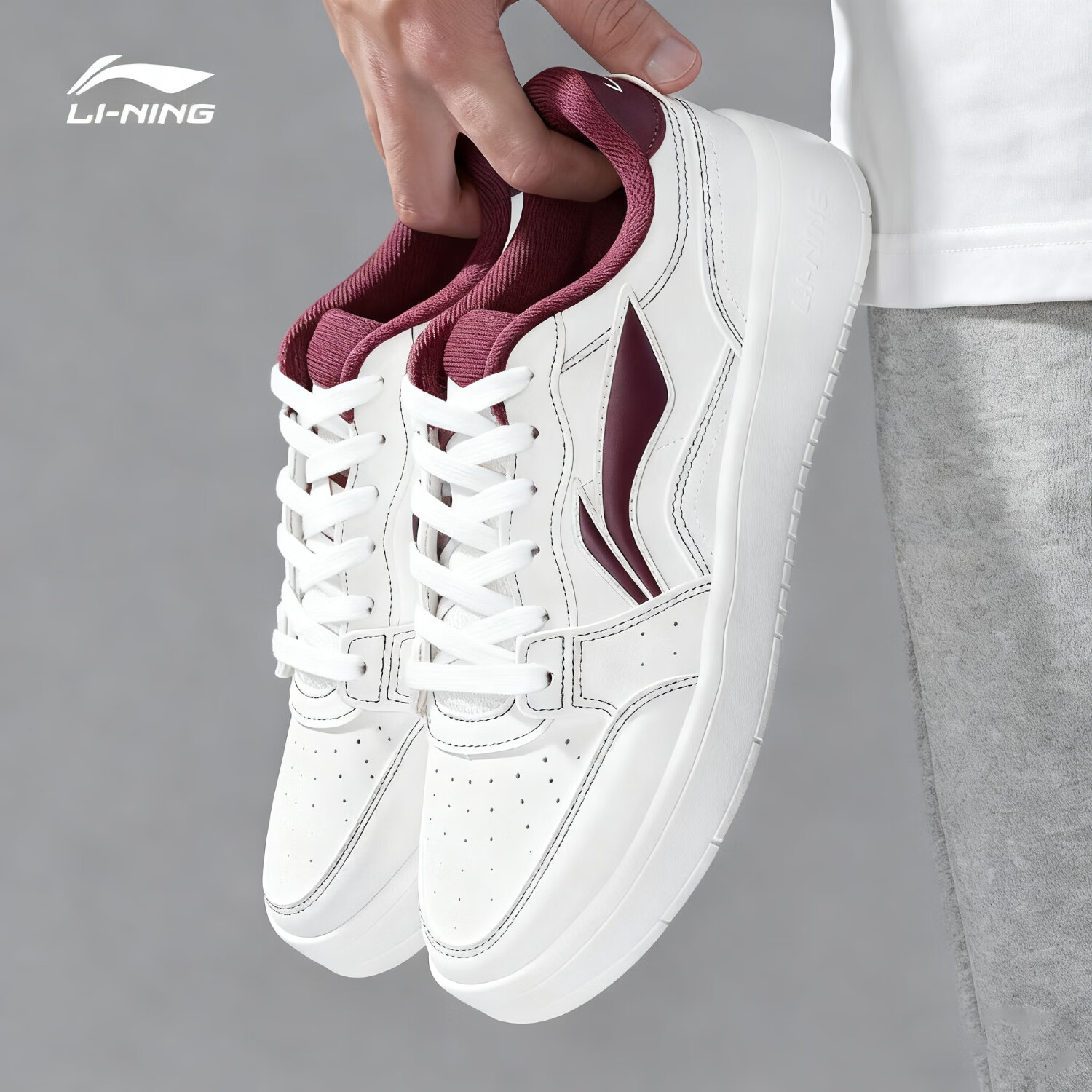 LI-NING Men's Skate Shoes 2025 Winter New Classic Versatile Height-Increasing Thick-Soled White Casual Sports Shoes for Men