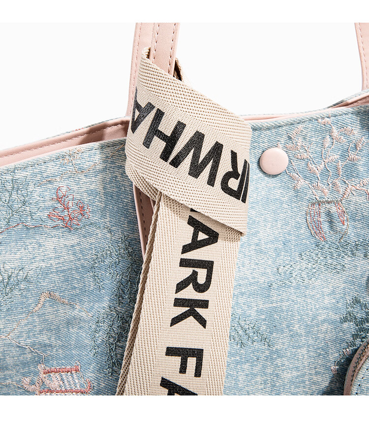 Mark Fairwhale Embroidered Casual Large Capacity Tote Bag Daily Commuter Versatile Shoulder Handbag Birthday Mother's Day Gift 8