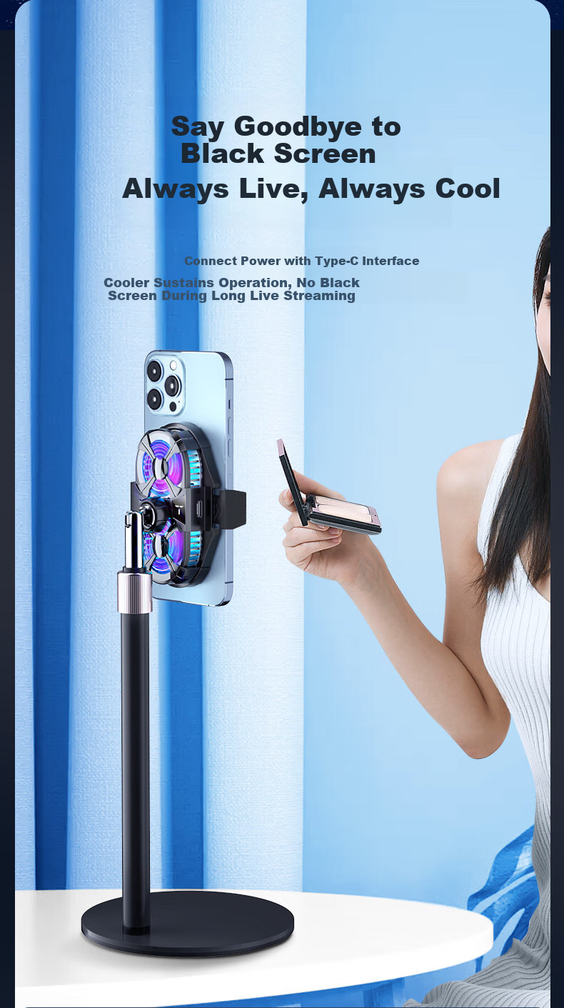 Maitai [Dual-Core Cooling] Phone Cooler, Semiconductor Cooling, Live Streaming Dedicated Stand, Tripod, Back Clip Fan, Water-Cooled Temperature Reduction Device, Suitable for Apple, Black Shark, Feizhi, Red Magic 4
