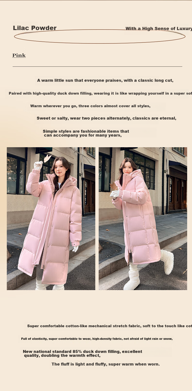 Yalu Solid Color Long down Coat for Women, Winter 2026 New Style, Loose-Fitting Over-Knee Thickened Warm Couple's Mid-Length Coat for Outdoor Activities 2