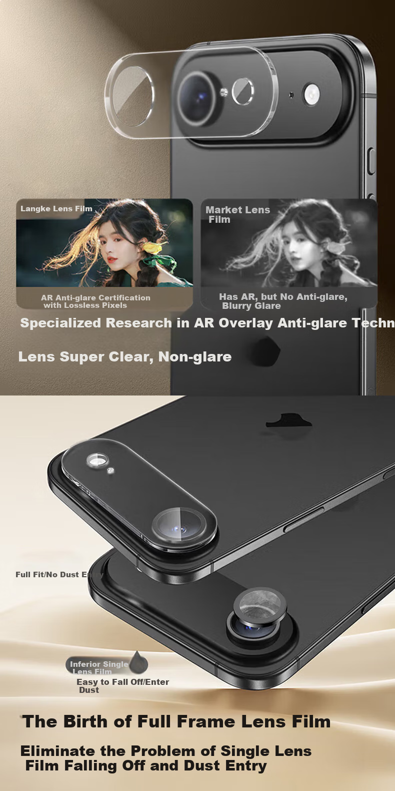 LLUNC [2-Pack] IPhone 17 Air Camera Lens Protector, Apple 17 Air Rear Camera Tempered Glass Film, Ultra-Clear Anti-Drop All-In Full Coverage Protective Film 1