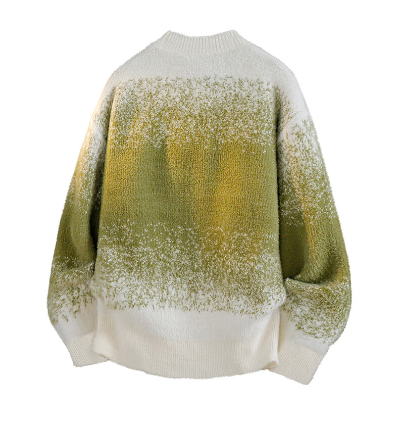 Dingfengbaoluo American Style Tie-Dye Knit Sweater Men Autumn Gradient Lazy Loose Casual Long Sleeve Top XRN10 Black 3XL 2