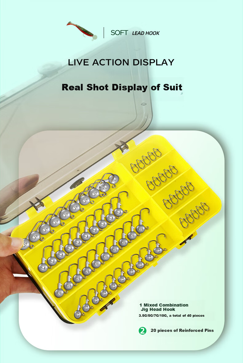Erciyuan Lure Fishing Bait Set with Lead Jig Hook, Soft Bait Box, T-Tail Soft Bait, Lure Artificial Bait, Anti-Slip Fishing Bottom Bait, 110-Piece Set Box 19