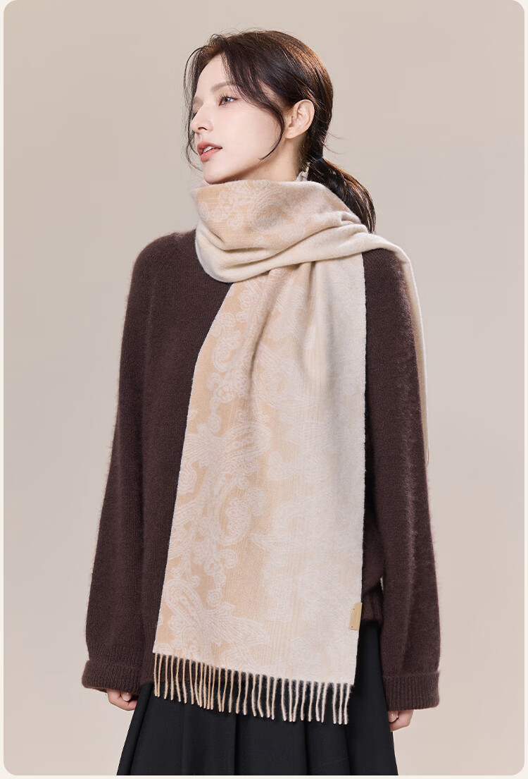 JIUMU 100% Cashmere Scarf Women Autumn Winter Shawl Warm Neck Warmer Female New Year Birthday Gift Box Set 3