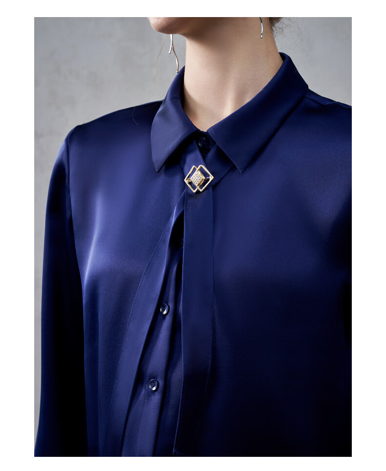G2000 Satin Fabric with Brooch Tie Women's 2025 Autumn Winter Long Sleeve Casual Shirt Mall Edition 13