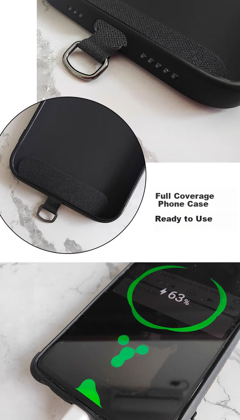 Dipuer [2-Pack] Phone Lanyard Stickers, Short Wrist Strap, Neck Strap, Shoe Clip, Long Clip, Phone Case Fixing Card, Phone Chain Pad, Anti-Loss Device, White 4