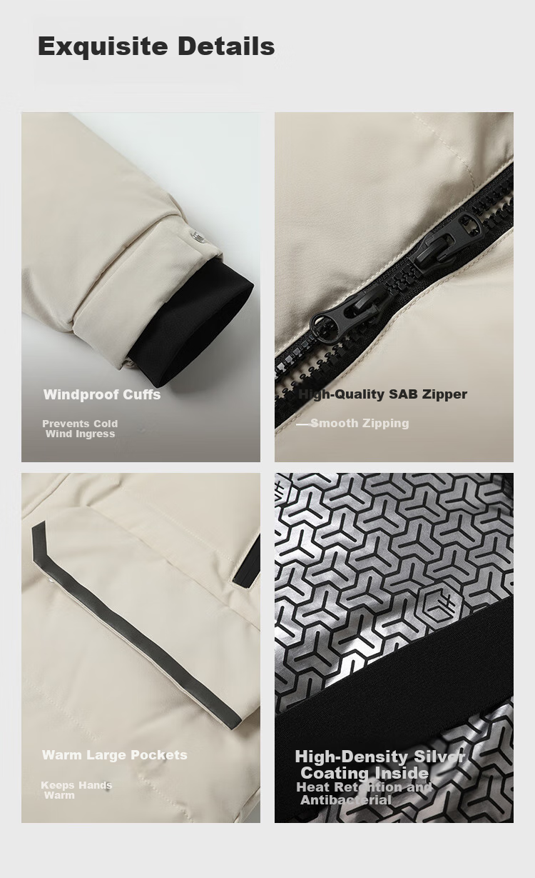 JD Original [New Product Launch] Goose down Jacket for Men And Women, Ultra-Cold Imported 95% White Goose down Long Coat, Oatmeal Color, XL Size 21
