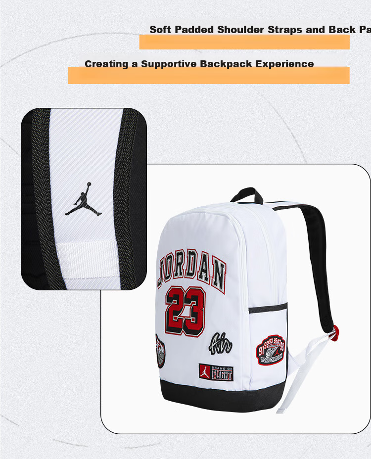 Jordan AJ Backpack for Men And Women, Large Capacity with Compartments, American Style Shoulder Bag 7