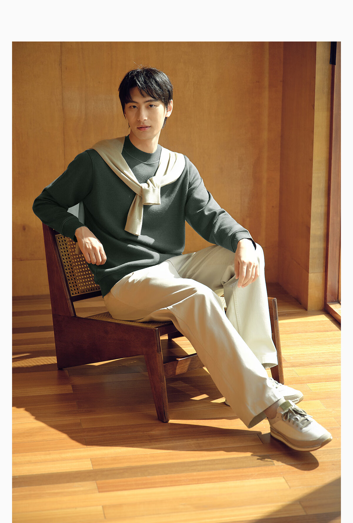 Hodo Machine Washable Full Wool Fleece-Lined Men's Autumn Winter Knit Crew Neck Sweater 13