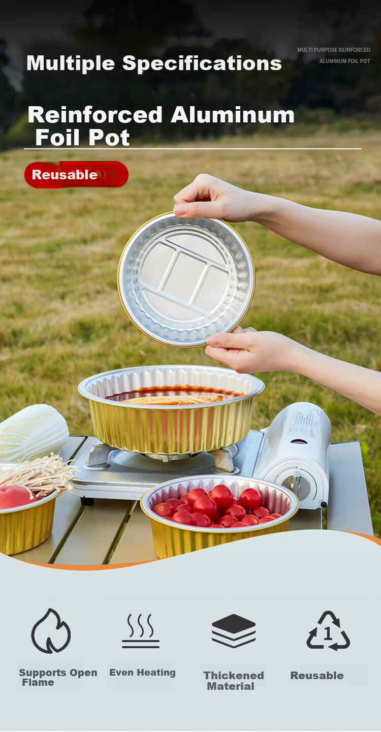 Maxcook Air Fryer Aluminum Foil Trays, Aluminum Foil Plates Bowls Baking Pans for Baking Barbecue Hot Pot Disposable with Lid 5 Pieces MCPJ6613 1