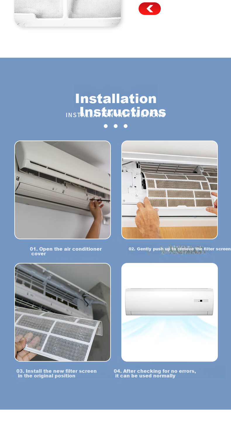 PURPAVWINNER Air Conditioner Filter, 2-Pack Indoor Unit Air Filter, Dust-Blocking And Dust-Proof, Suitable for Midea 1 HP/1.5 HP Wall-Mounted Air Conditioner, Filter Cotton, 31*25.5 9