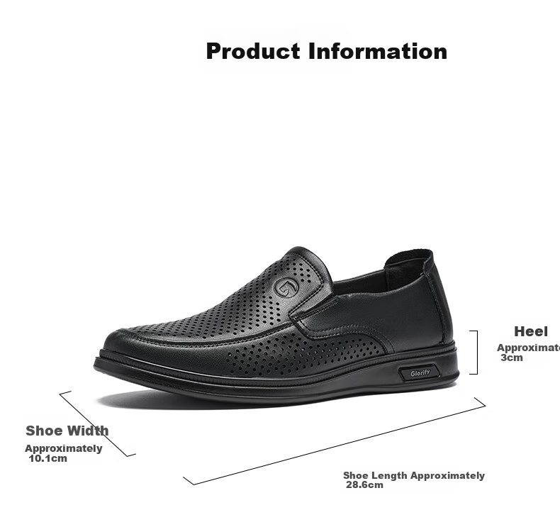 HLA Men's Leather Shoes, Business Casual Breathable Slip-On Sandals for Men HAAPXM2FBH182 Black Size 43 3