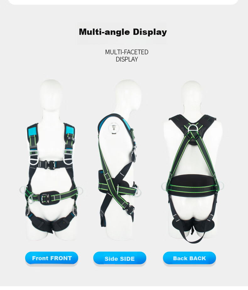 Shandouao Five-Point Safety Harness, 6 Points High-Altitude Work Electrician Construction Z-Y Fall Protection AD9118 National Standard Fall-Resistant Model, Safety Rope with Double Large Hooks And Buffer Pack, 1.8 Meters 5