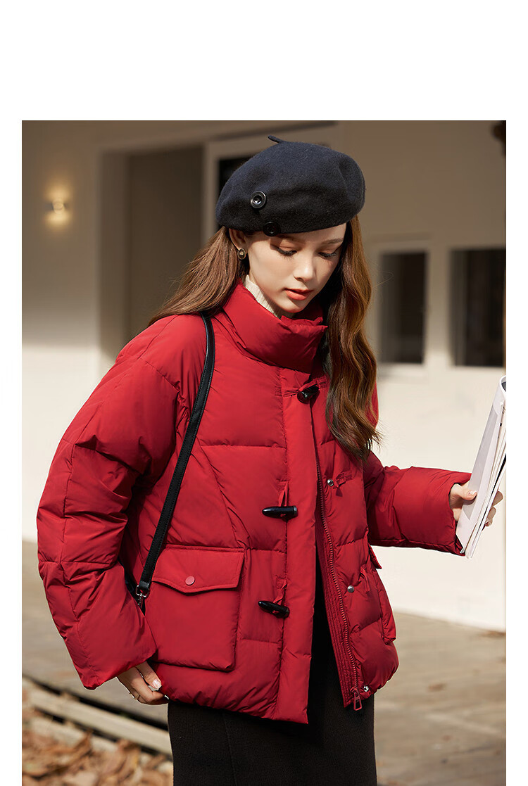 Demana Nordic Cotton Three-Proof Winter Short Duck Down Coat with Stand Collar and Toggle Buttons for Women 1