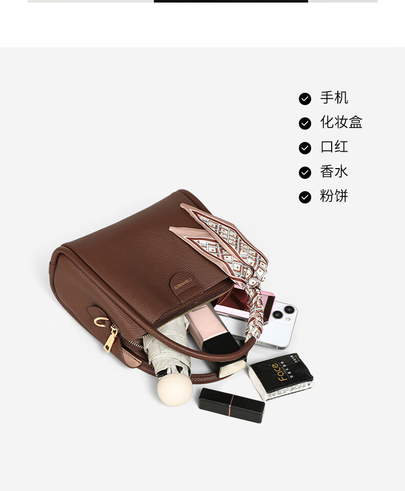 C.BANNER Women's Bag First Layer Cowhide Handbag Shoulder Bag Crossbody Light Luxury Birthday New Year Gift for Girls Girlfriend 3