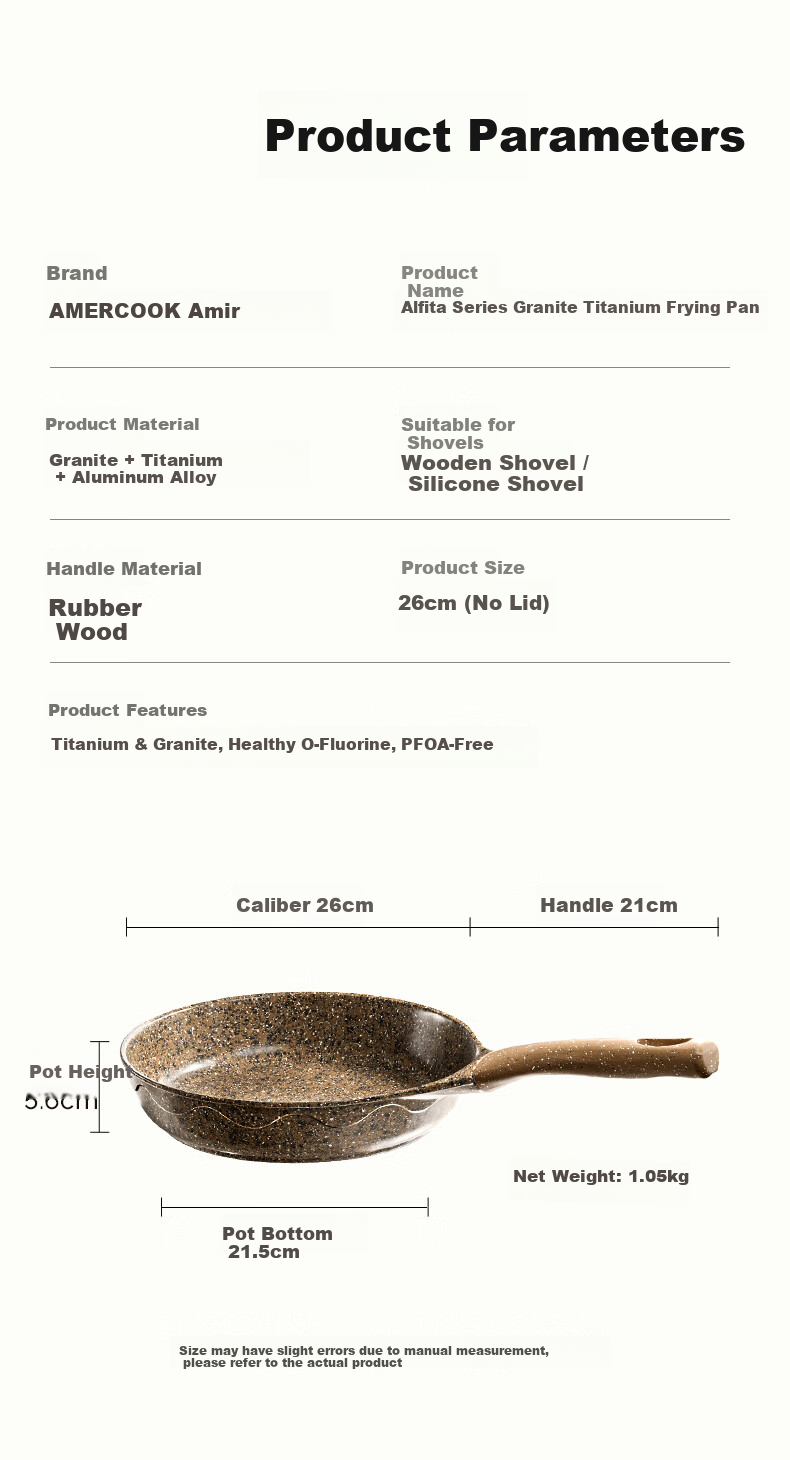 Amercook Alfiti Non-Stick Frying Pan, Maifanshi Griddle, Amier Egg And Steak Pan, Suitable for Induction And Gas Stoves 3