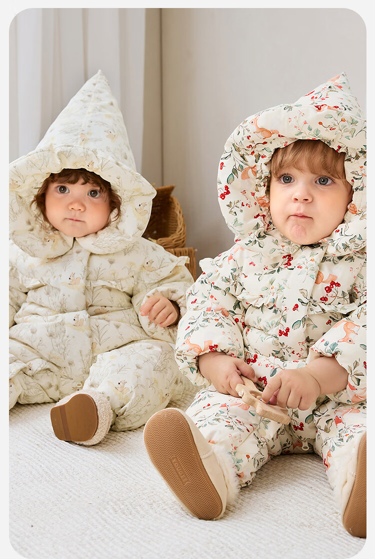 Minibala Girls' Three-Proof Down Jumpsuit Baby Infant Goose Down Romper 2025 Winter 2
