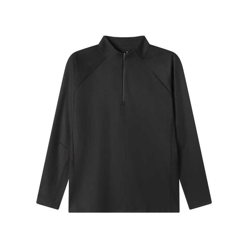 JD Jingzao Spring Men's Half-Zip Long Sleeve T-Shirt Quick-Dry Sweatshirt Base Layer Fitness Training Top Black S