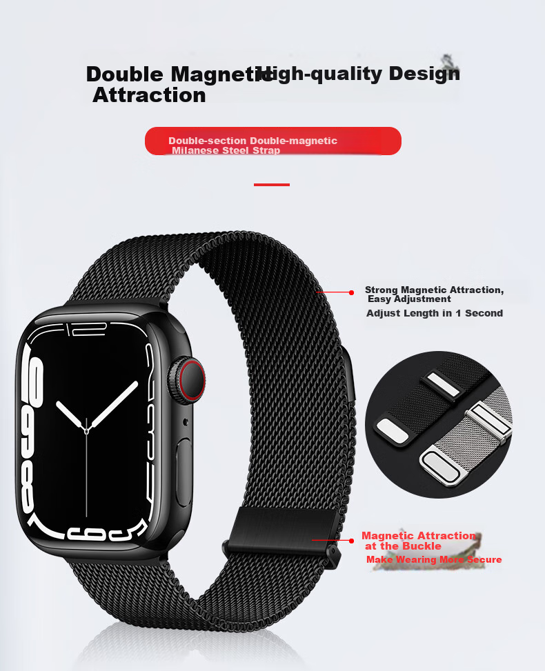 BHO [Upgraded Dual Magnetic Milanese] Apple Watch Band Compatible with Apple Watch S12, IWatch S11/S10/9/8/Ultra4/SE3 Band 6