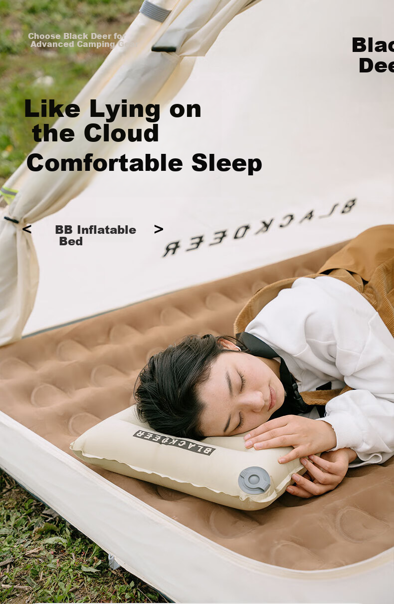 BLACKDEER Cloud-Soft Flocked Inflatable Mattress, Outdoor Camping Single-Person Sleeping Pad, Thickened Moisture-Proof Sleeping Mat, Portable 1