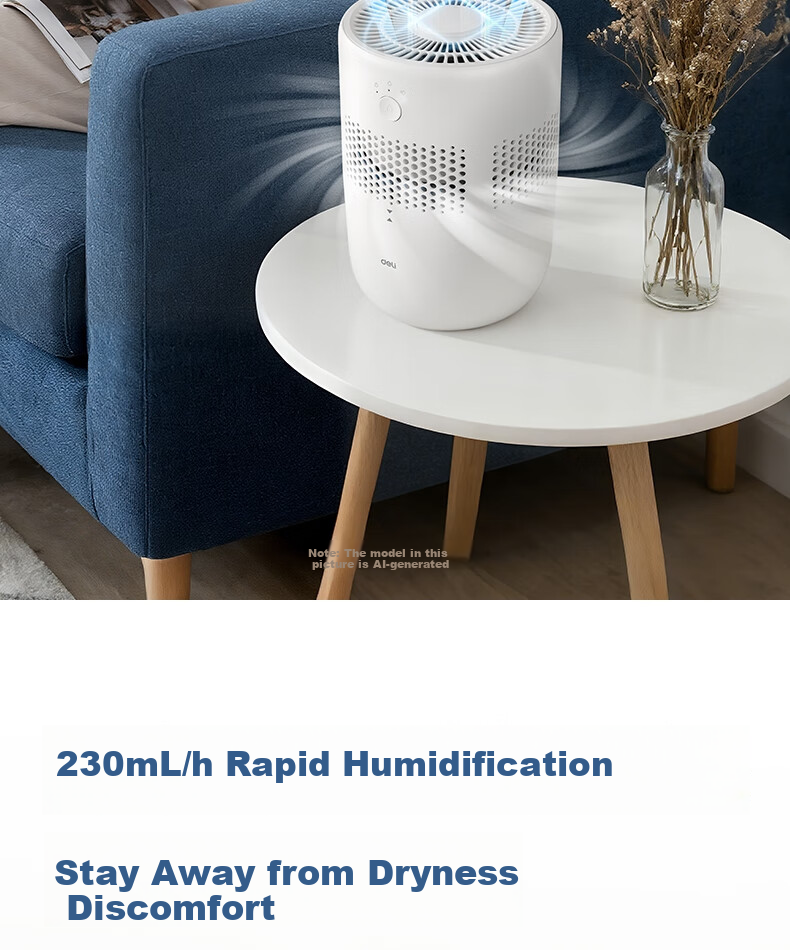 Deli Humidifier, Mist-Free, Quiet Operation, UV-C Sterilization, Desktop, Large Capacity, High Mist Output, for Office And Bedroom Use, Air Humidifier, Air Conditioner Fan Companion, Gift Item 7
