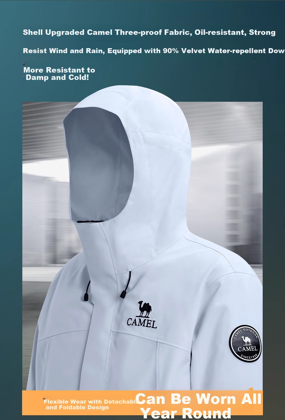 CAMEL Outdoor 3-in-1 Down Jacket for Men 2025 New Model Water-Resistant Down Liner Windproof Waterproof Jacket B189 10