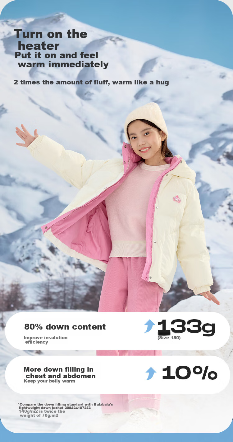 BALABALA [hellokittyIP] Girls' down Jacket Winter Coat Sanrio Outerwear Protective And Warm Fashio 5