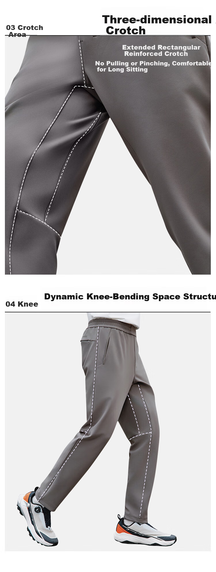 JD Jingzao Water-Repellent 25 New Men's Sports Pants Autumn Winter Warm Outdoor Hiking Durable Commuter Casual Pants Gray L 14