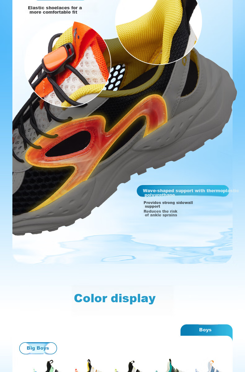QIAODAN Boys' Cage Shoes, Children's Shoes, Summer Running Shoes, Kids' Sandals, Sports Shoes, Ivory/black, Size 37 5