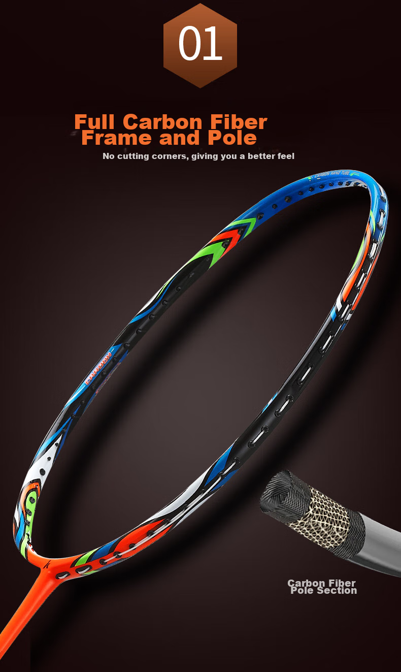 Kawasaki Badminton Racket Carbon Fiber Mid-Shaft Professional Training Durable Pair of Rackets Sky Blue + Sky Blue (Pre-Strung) 2