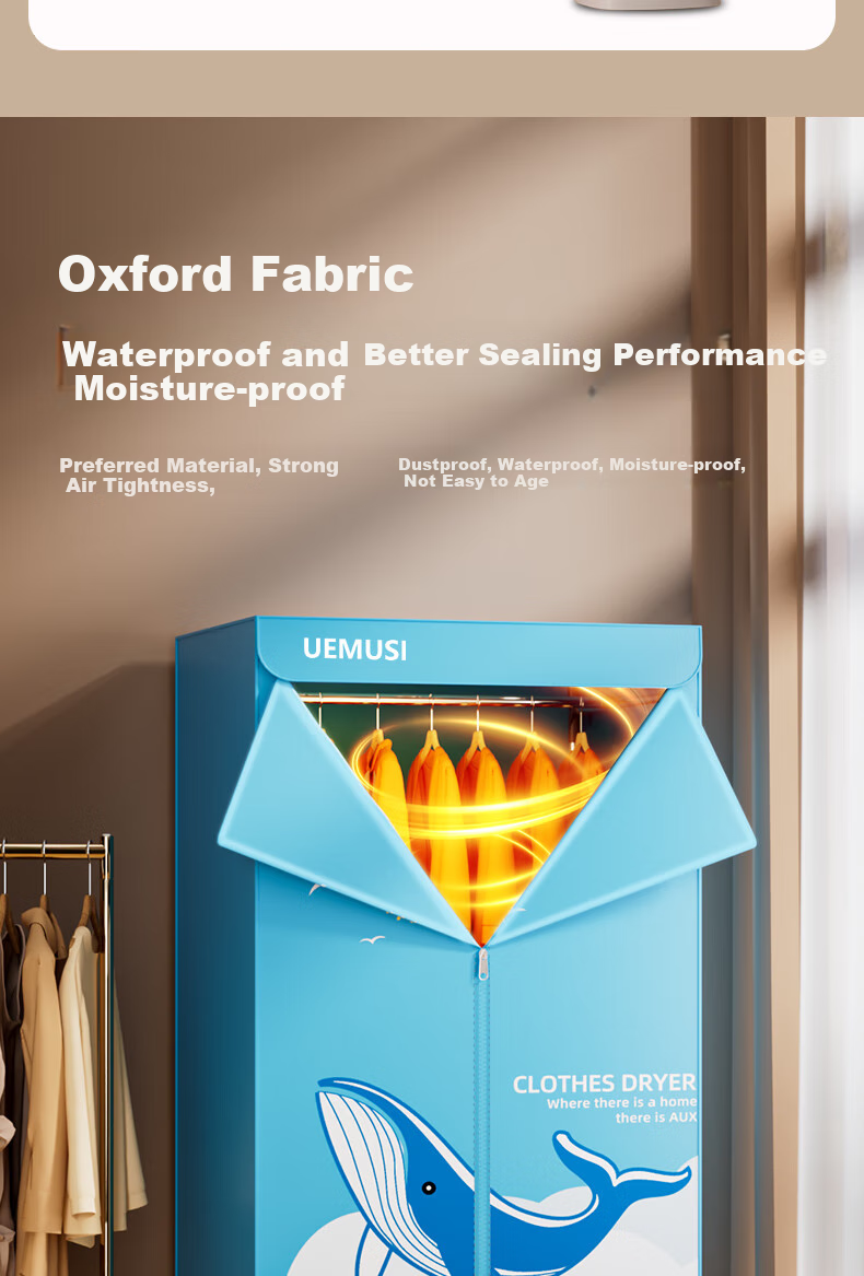 UEMUSI [No Installation Required] Clothes Dryer, Home Use, Easy to Install, Foldable, 650L Capacity, Clothes Drying Machine, Air Dryer, Large Wardrobe Dryer 10
